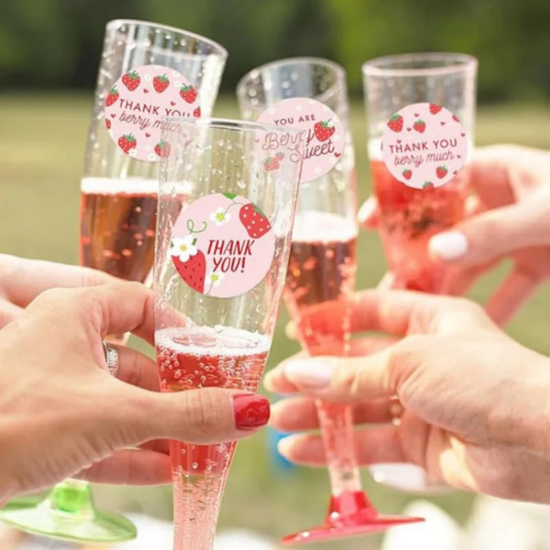 Strawberry Thank You Stickers – 500-Pack for Sealing, Decorating & Gifting