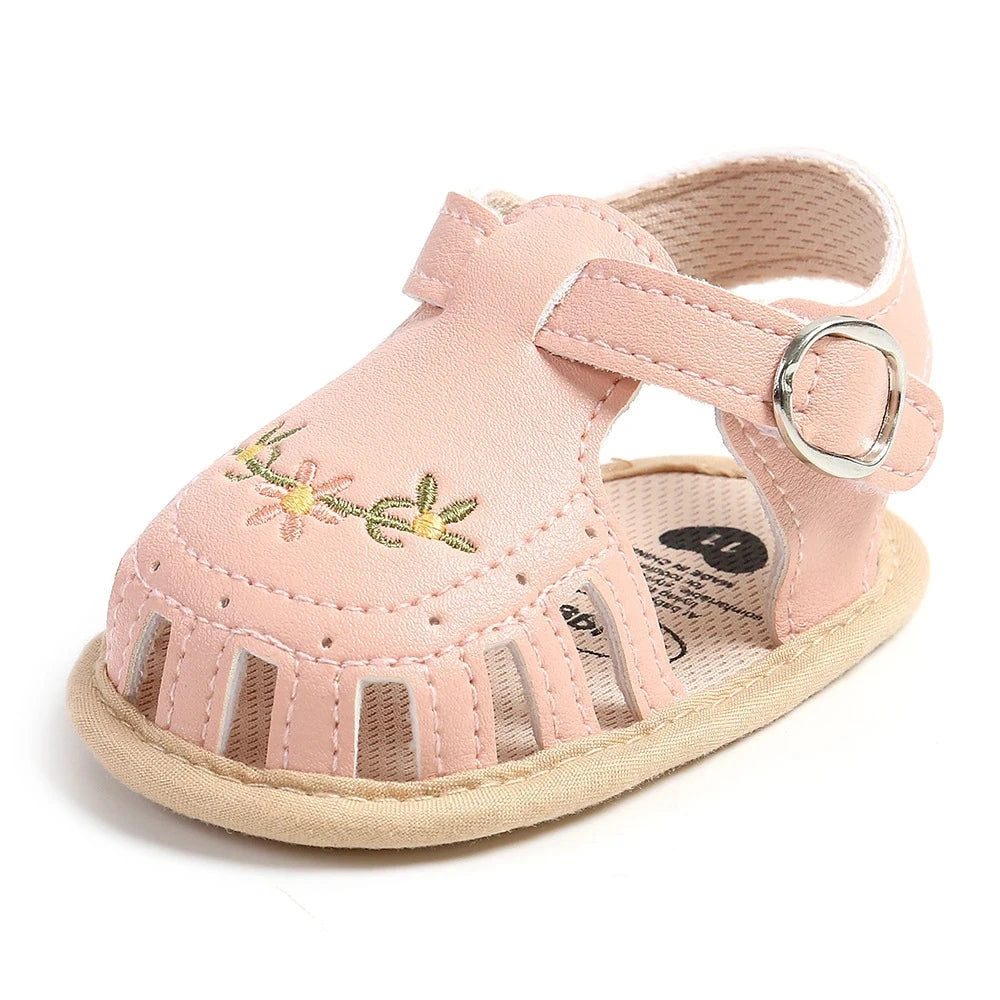 Embroidered Floral Baby Girl Sandals – Soft Sole, Lightweight & Breathable