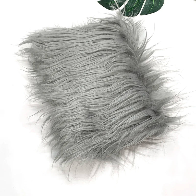 Gray soft faux fur fabric for DIY sewing, doll hair, and cosplay