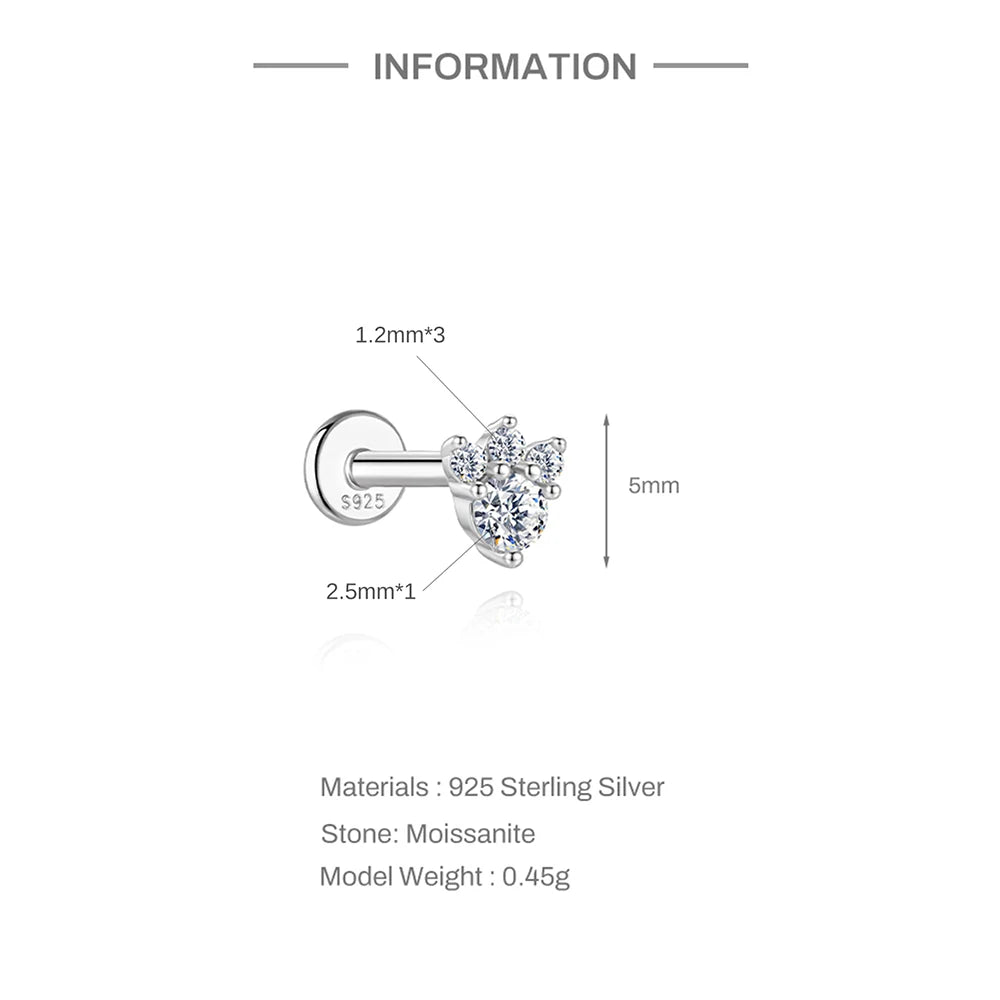 A close-up view of 925 Sterling Silver Moissanite bowknot stud earrings showing the size and details.
