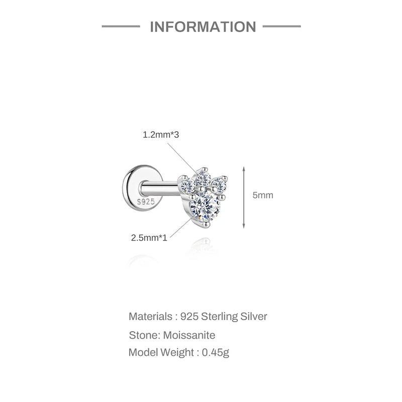 925 Sterling Silver Moissanite Bowknot Stud Earrings