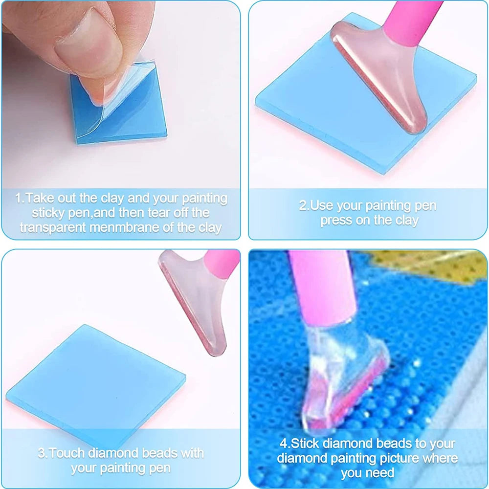 Diamond Painting Glue Clay Set - 40 Pieces of Clear Sticky Wax for Precision Bead Placement