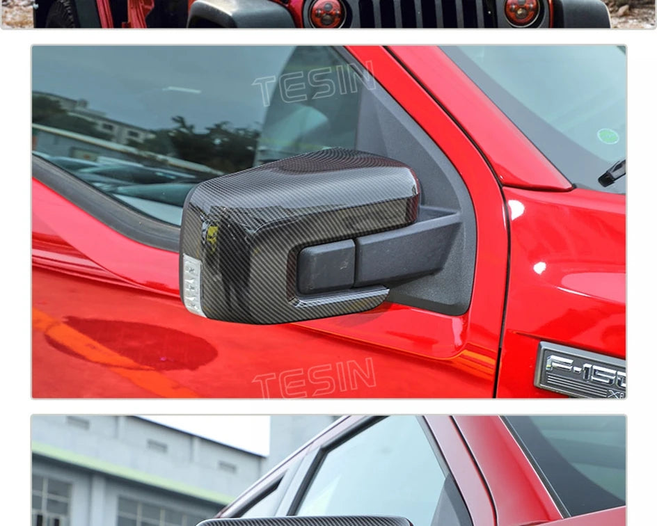 Carbon Fiber Look Mirror Cover for Ford F-150 (2021-2025)