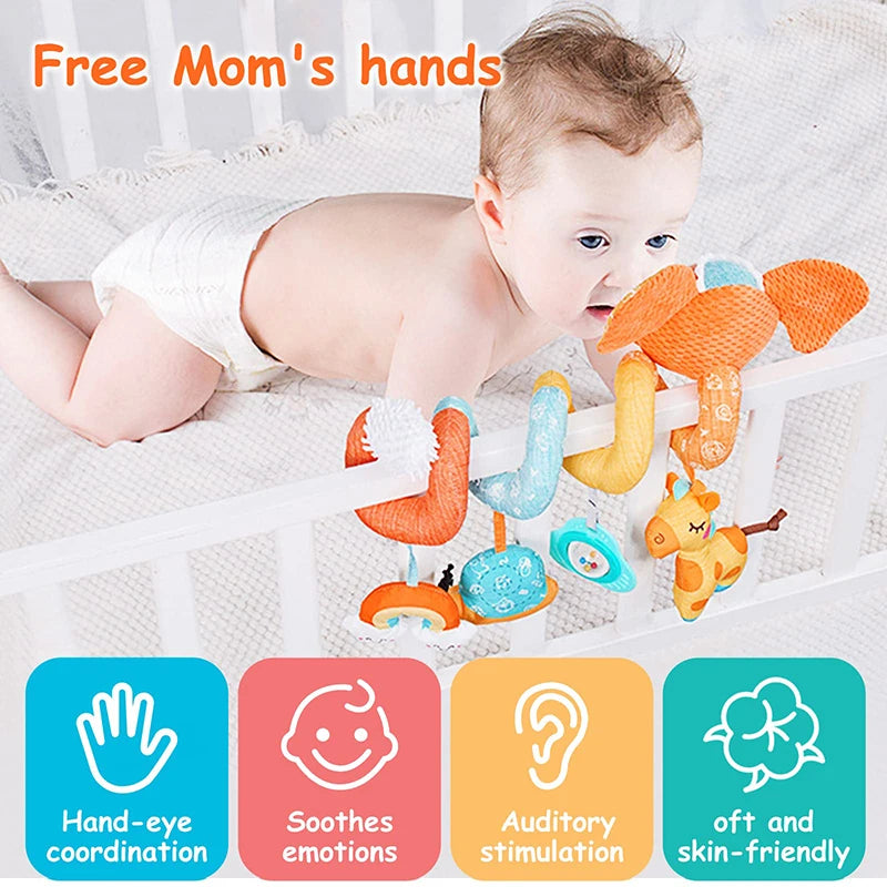 Soft Car Seat & Stroller Toy Set with Mirror, Crinkle, and Squeaky Sounds