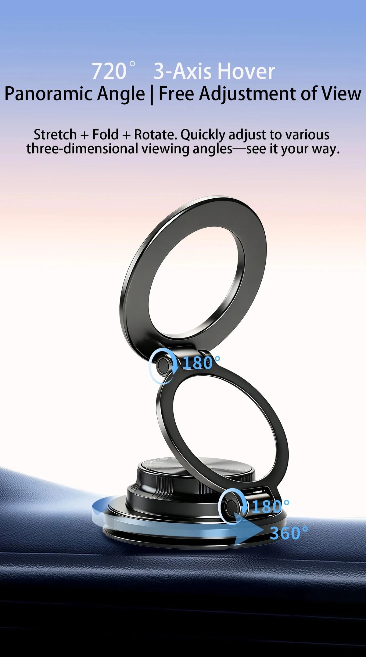 Magnetic Car Phone Holder with Vacuum Suction Mount