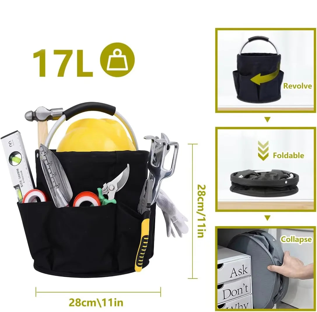 Foldable 17L Storage Organizer Basket with Carry Handle