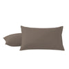 A pair of solid brown microfiber pillowcases with envelope closure.