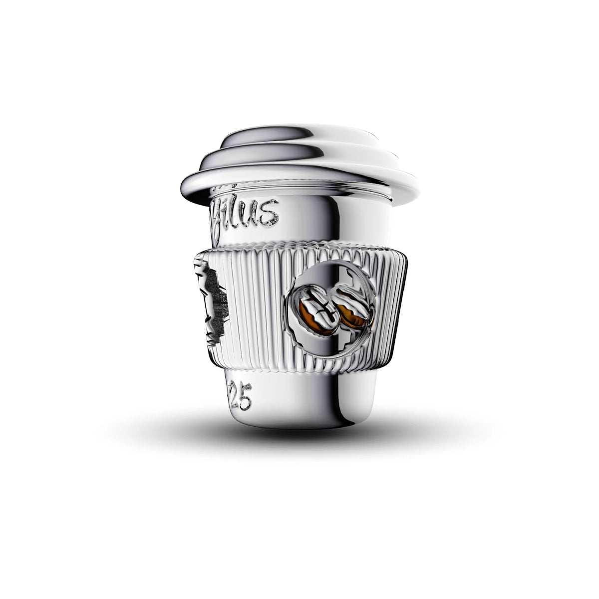 A silver charm set featuring a pendant and a charm, both set with cubic zirconia stones.
