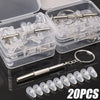 A set of soft silicone air chamber nose pads with mini screwdrivers for glasses repair, packaged in clear plastic containers.