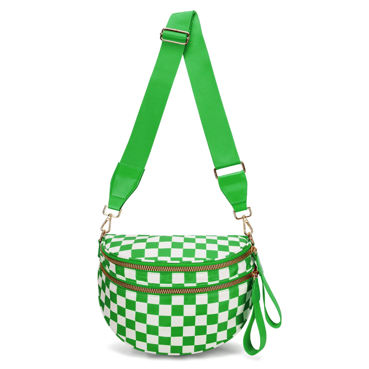 Women's Checkered Fanny Pack with Adjustable Crossbody Strap