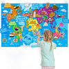 A colorful felt storytelling board map showing continents and various zoo animals.