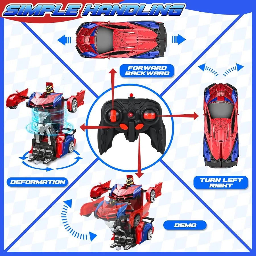 2-in-1 Transforming RC Car & Robot with LED Lights