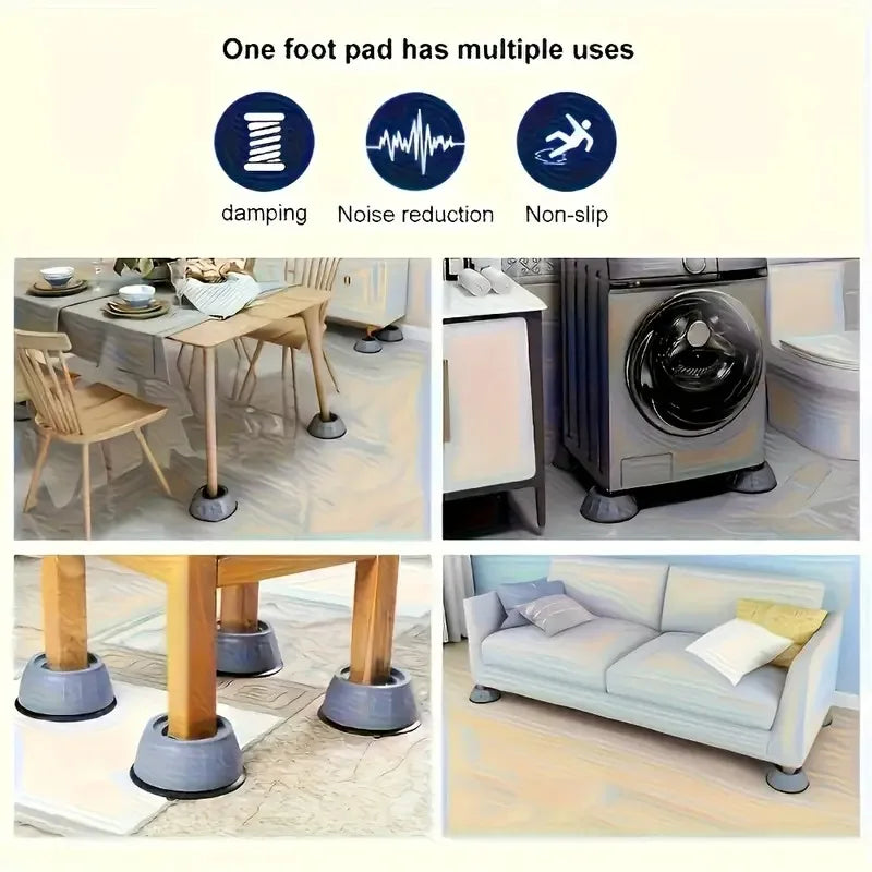 Anti-vibration pads used as shock absorbers for washing machine and dryer feet.