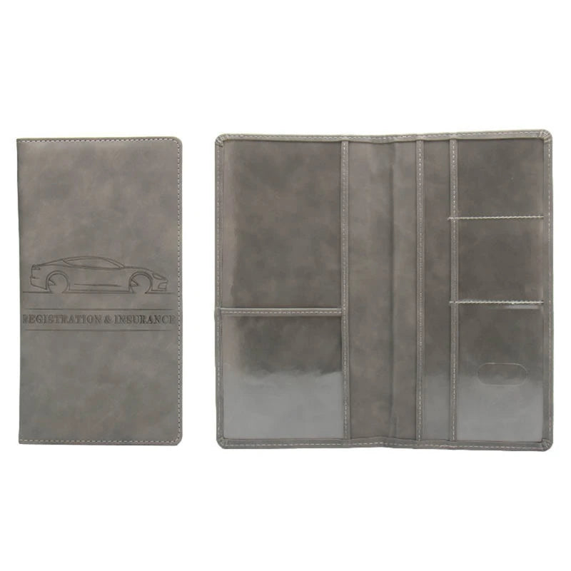 Premium PU Leather Car Document Organizer with Card Slots