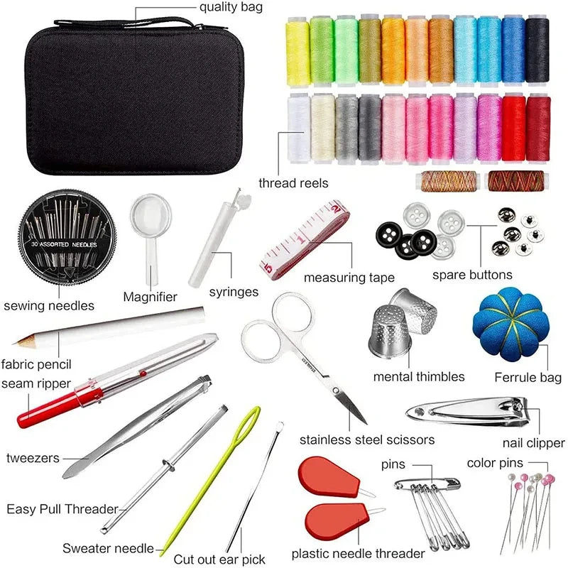 Complete Sewing Kit with Threads, Needles, and Accessories