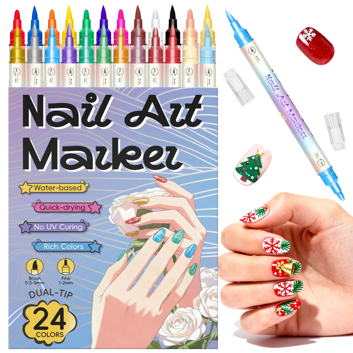 3D Nail Art Pens Set with Dual Tips