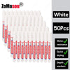 White long-head waterproof deep hole markers for woodworking and construction, packaged in 50 pieces.