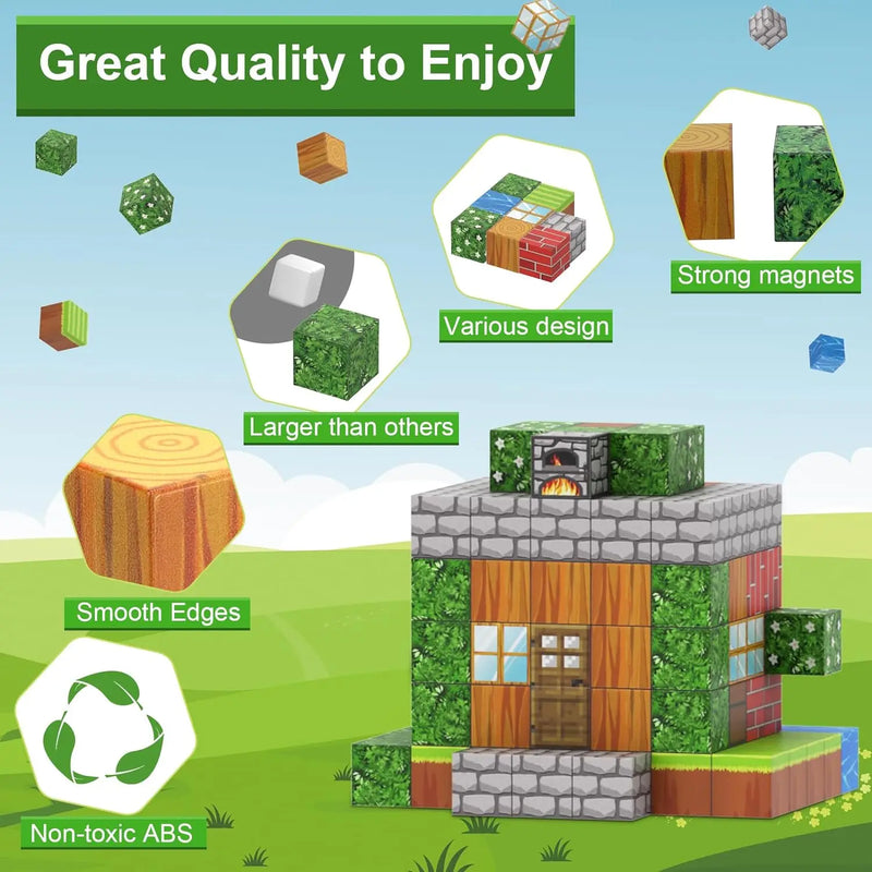 Magnetic Building Blocks Mine World Cube Set