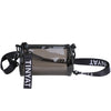 Clear crossbody bag with a black adjustable strap