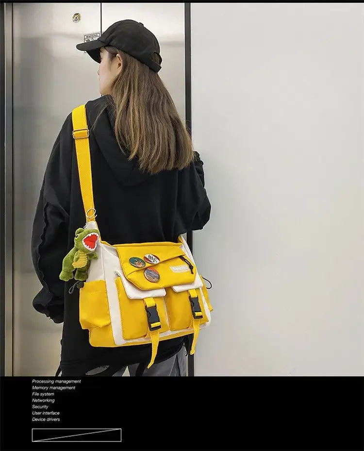 Harajuku Nylon Crossbody Bag with Adjustable Strap