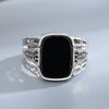 Vintage Sterling Silver Ring with Natural Black Agate Stone