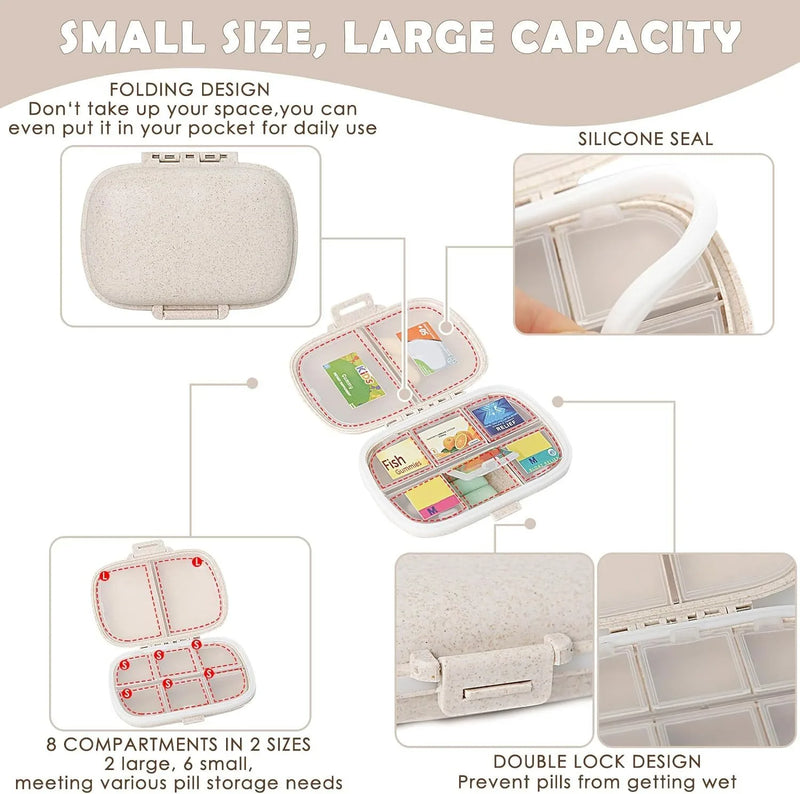 8-Compartment Pill Organizer with 147 Labels