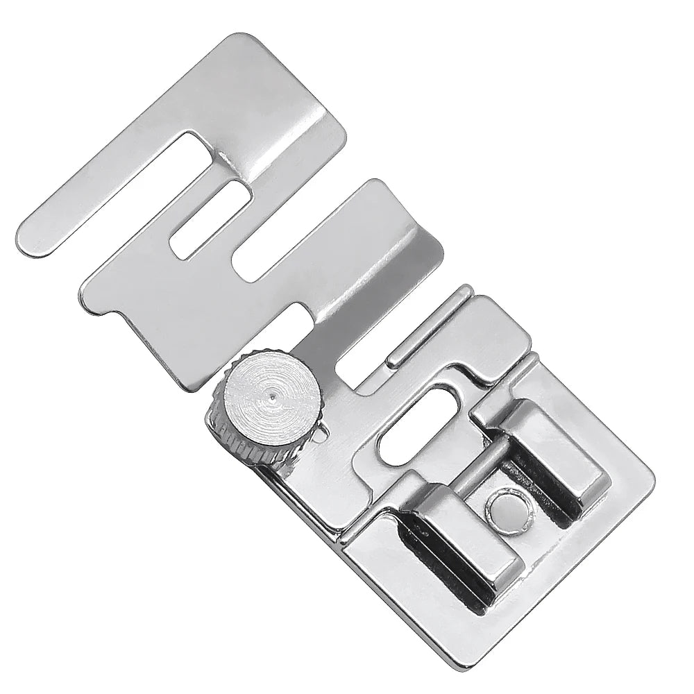 Silver elastic cord and fabric presser foot for snap-on sewing machines