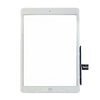 A white replacement touch screen for an iPad, showing the display area and a black connector cable.