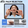 Demonstration showing hands placing and moving a stylus pen on a screen for palm rejection testing.