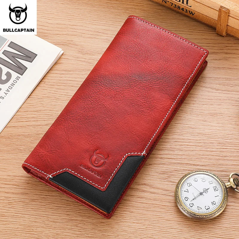 Men's Genuine Leather RFID Blocking Long Wallet with Card Holder