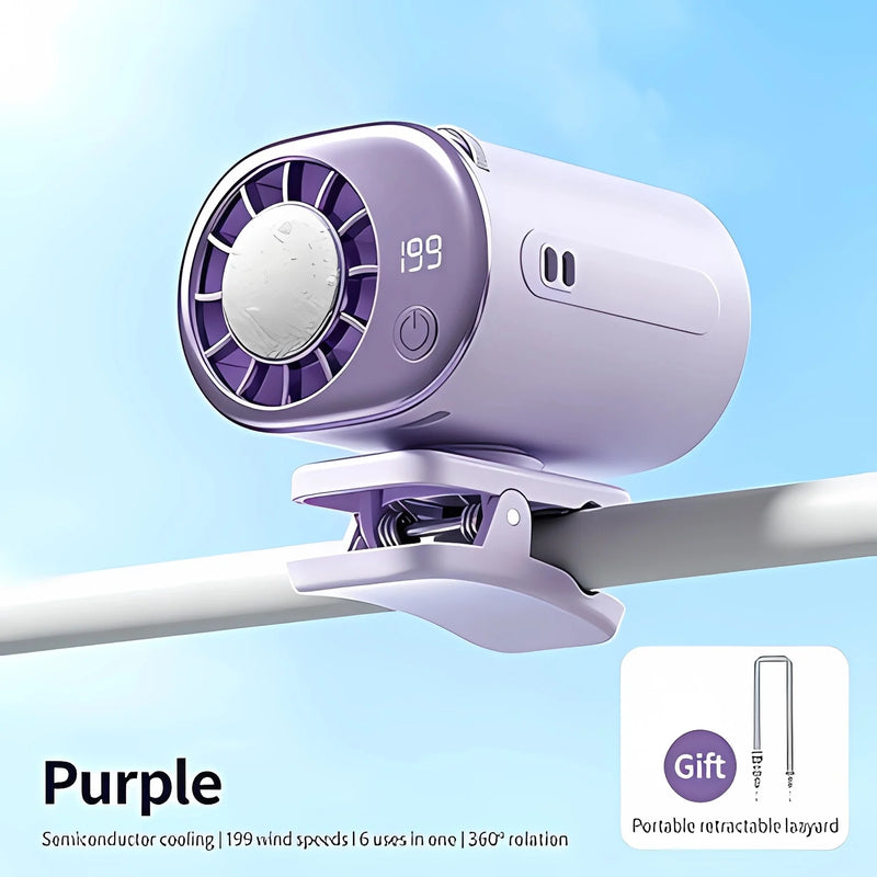 Mini Portable Clip-On Fan with 360° Rotation