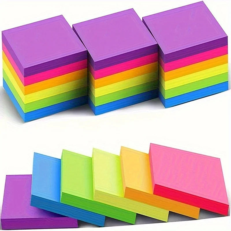 Vibrant Neon Self-Adhesive Sticky Notes for Organization