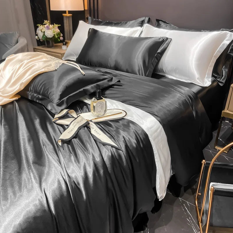 Housse de Couette en Satin de Soie Premium