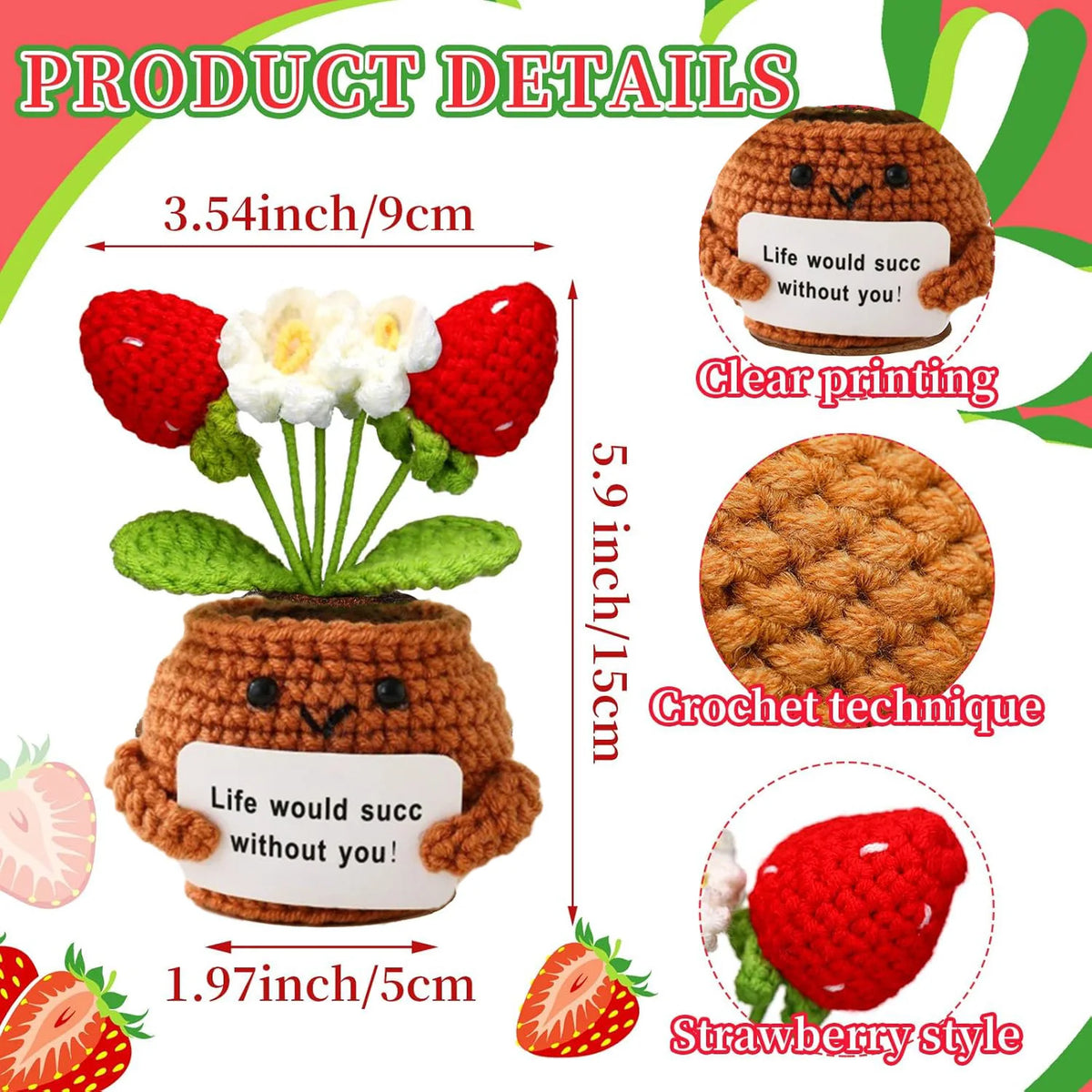 Handmade Crochet Pocket Hug Doll with Custom Message