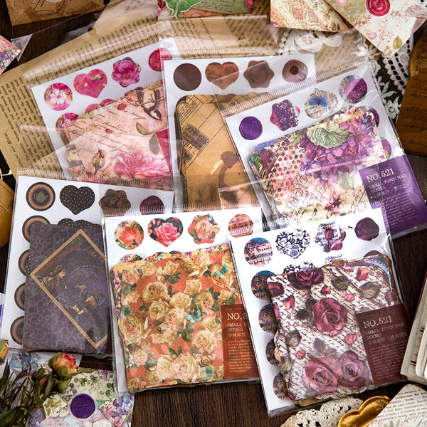 Vintage Mini Envelope Set with Seal Stickers - 40 Pack