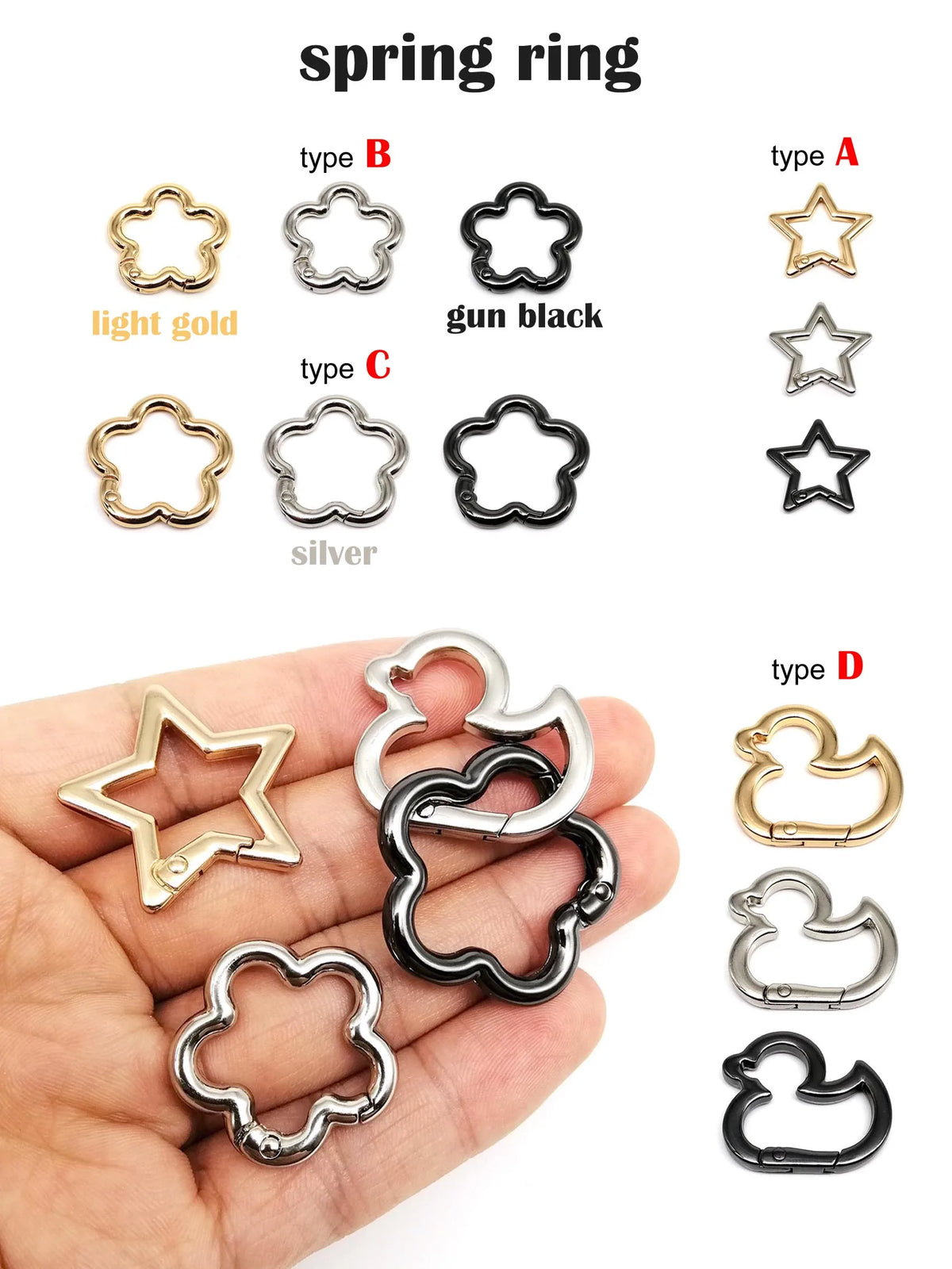 Star-Shaped Zinc Alloy Carabiner Clip for Bags and Belts