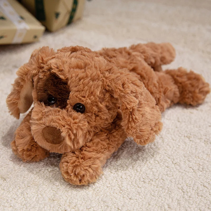 Curly Teddy Dog Plush Pillow – Soft Cuddly Stuffed Animal