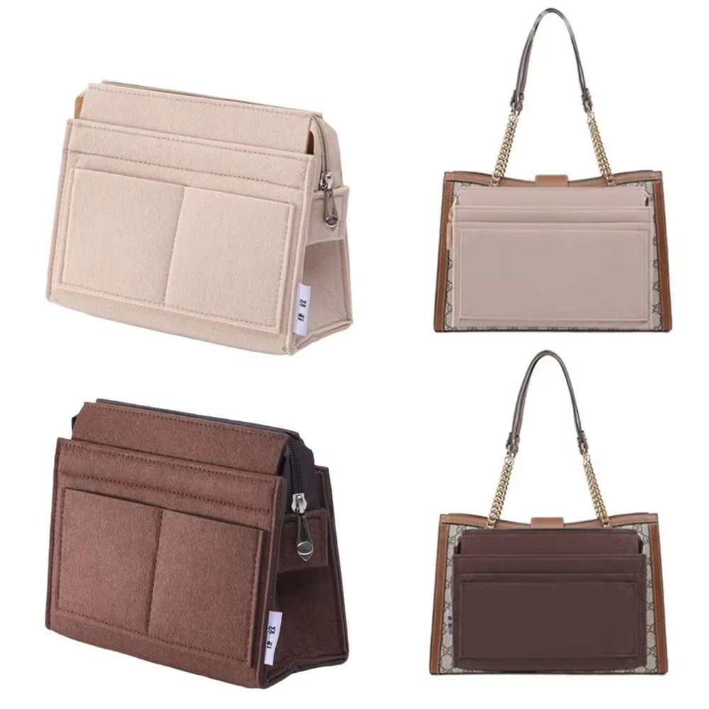 Multi-Pocket Felt Purse Organizer