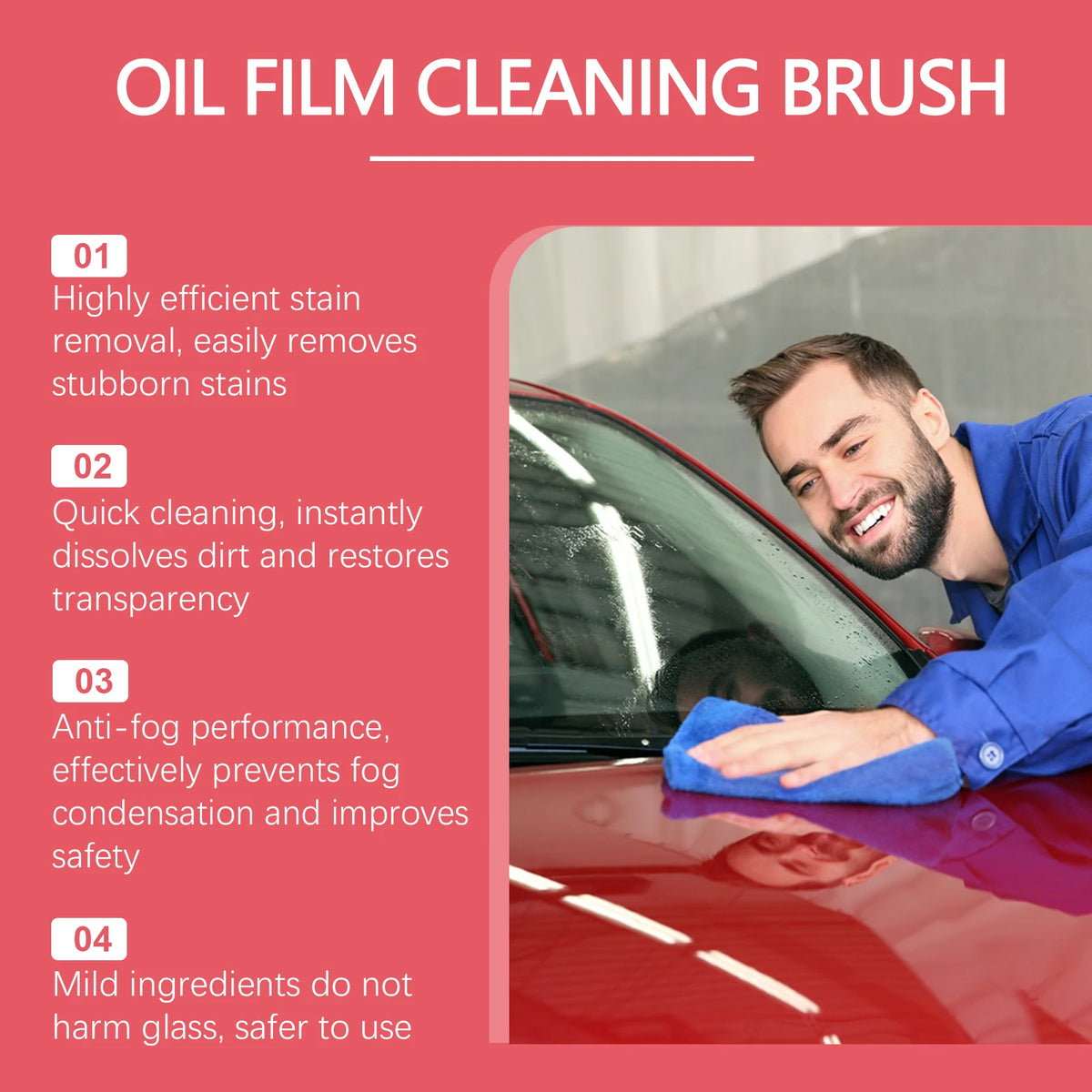Car Windshield Oil Film Remover & Glass Cleaning Brush