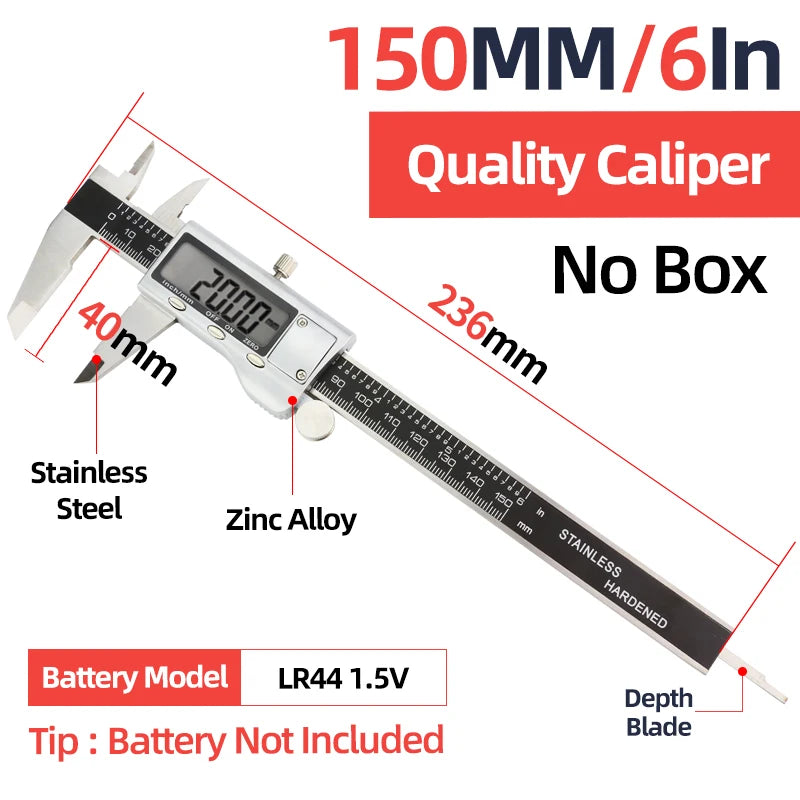Stainless Steel Digital Caliper with LCD Display