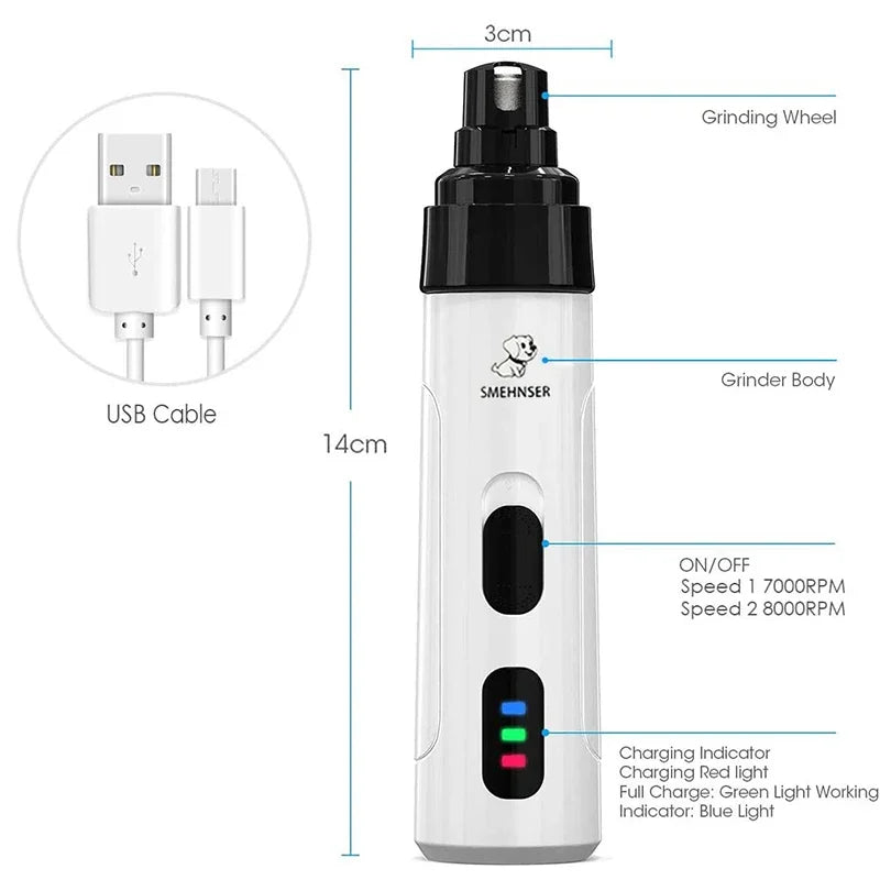 Quiet Electric Pet Nail Grinder with USB Charging