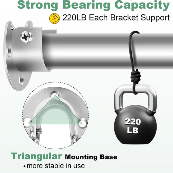 Stainless steel closet rod brackets with triangular mounting bases for strong bearing capacity