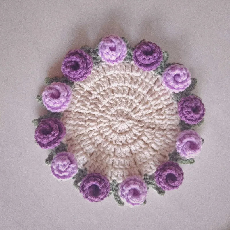 Crochet Rose Bouquet Coaster
