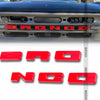 Red 3D ABS emblem letter covers for a Ford Bronco grille.