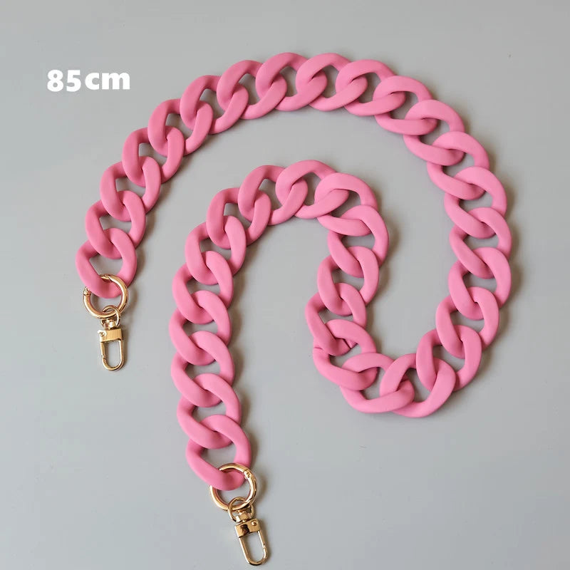 Matte Candy Pink Resin Handbag Chain – Detachable Shoulder Strap