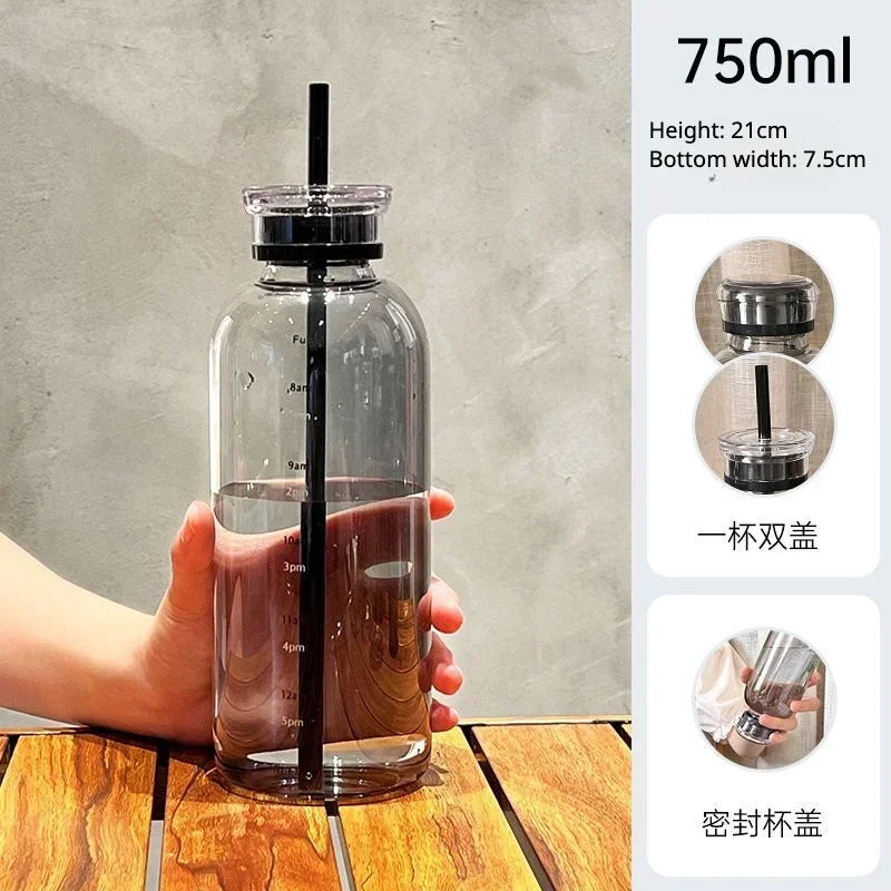 Elegant Glass Tumbler with Straw