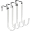 A set of four metal over-the-door hooks with a soft rubber coating.