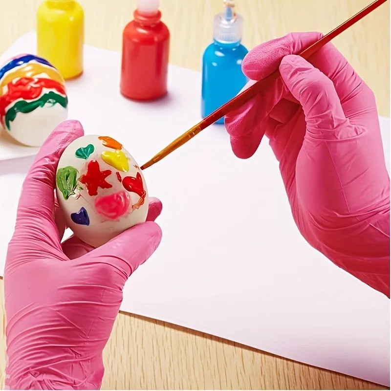 Pink Nitrile Disposable Gloves – Latex-Free, Waterproof, Multi-Purpose Cleaning & Household Protection