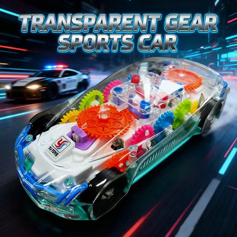 Transparent Gear Car Toy with Lights and Sound