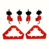 Set of four red L-shaped angle guides for precision woodworking